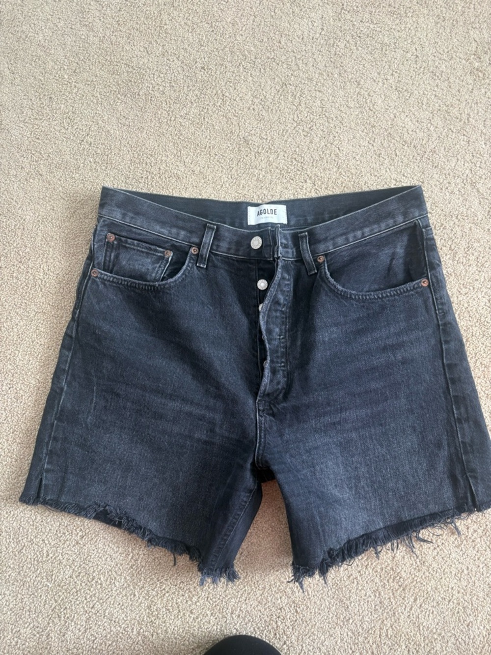 Agolde Black High-Rise Denim Jean Shorts